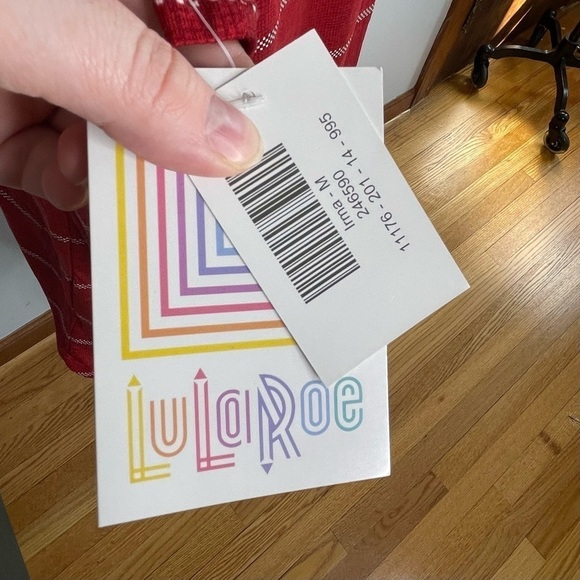LuLaRoe Red with White Stripe Irma- Size Medium- NWT - Picture 5 of 7